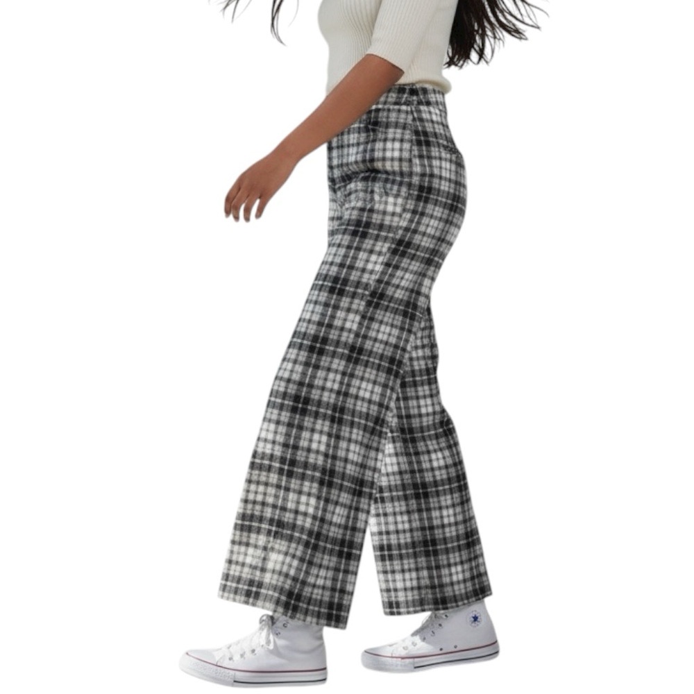 Miss Love Plaid Cropped Wide Leg Pants Size M